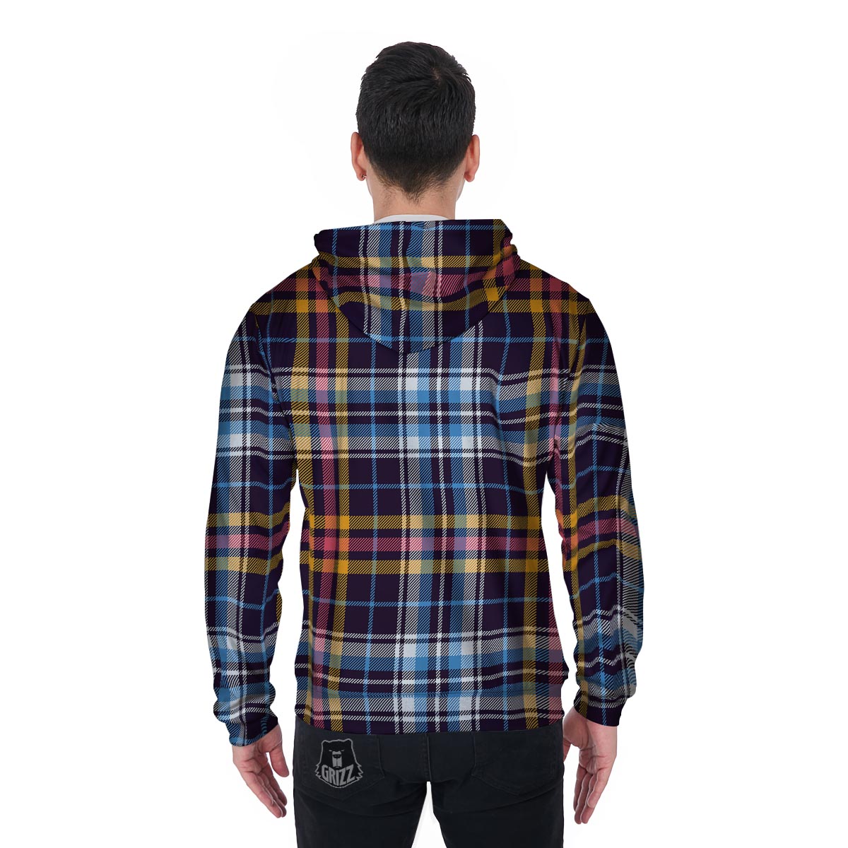 Tartan Plaid Men's Zip Up Hoodie-grizzshop