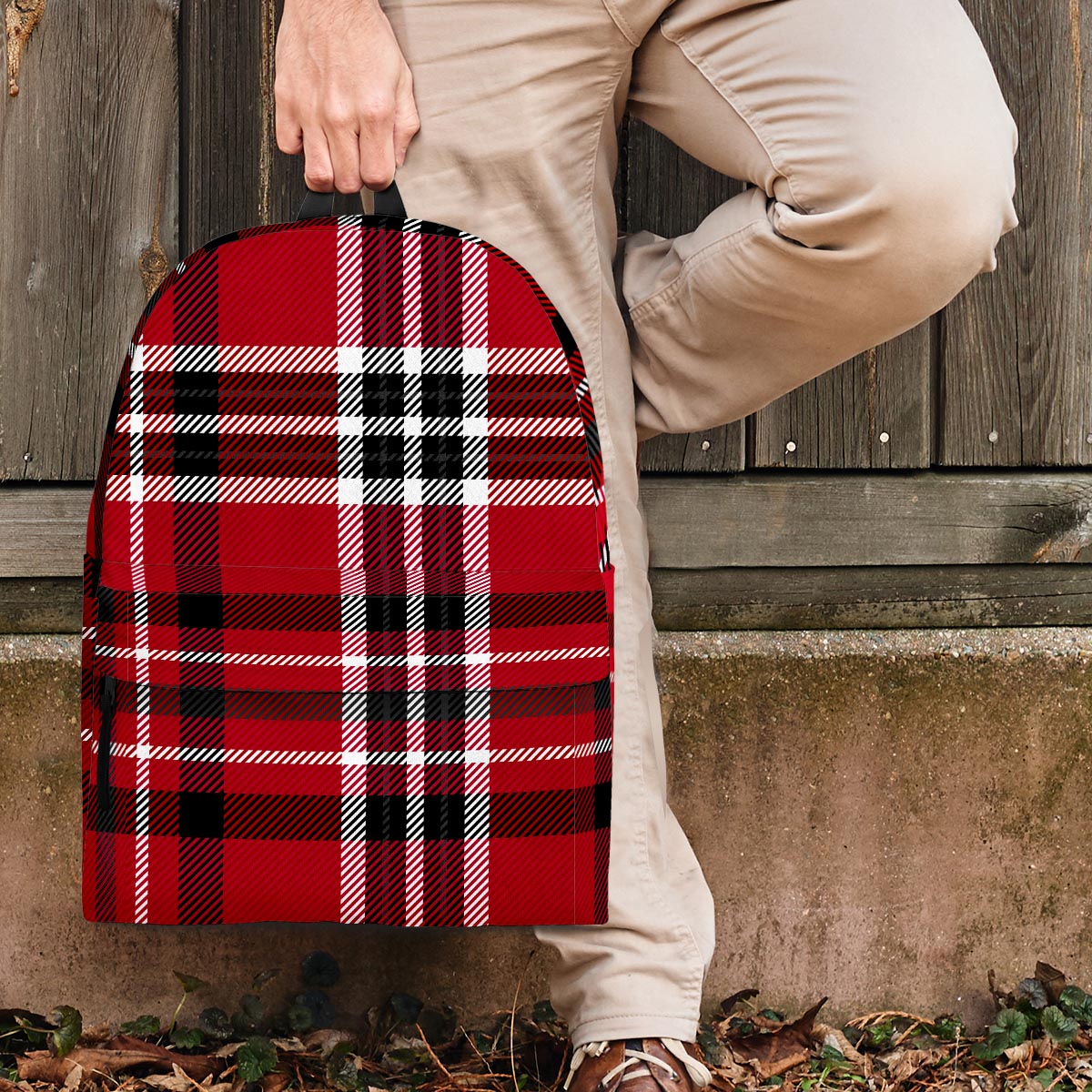 Tartan Plaid Print Backpack-grizzshop