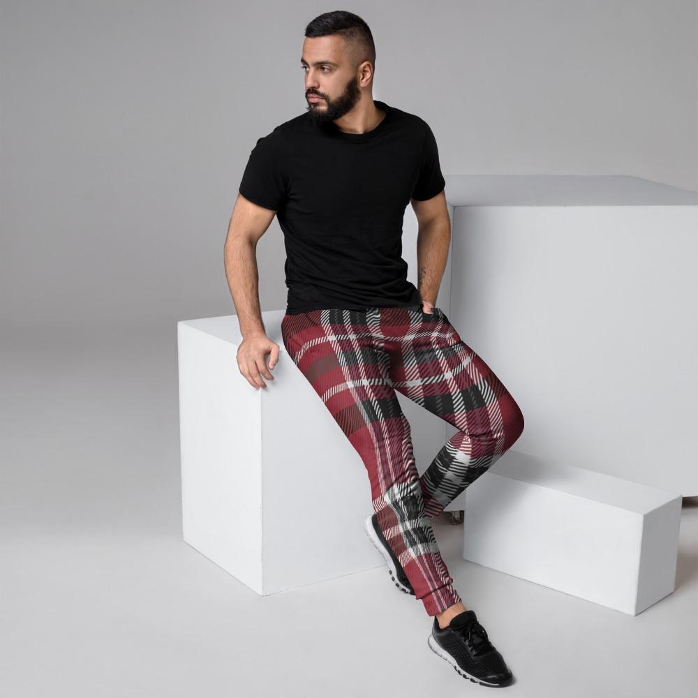 Tartan Plaid Print Men's Joggers-grizzshop