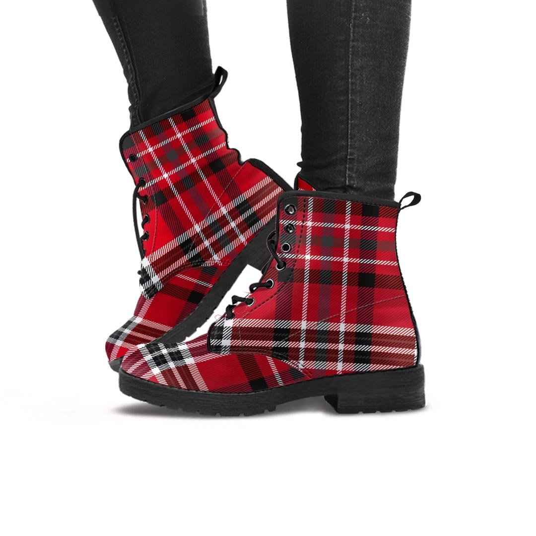 Tartan Plaid Print Women's Boots-grizzshop