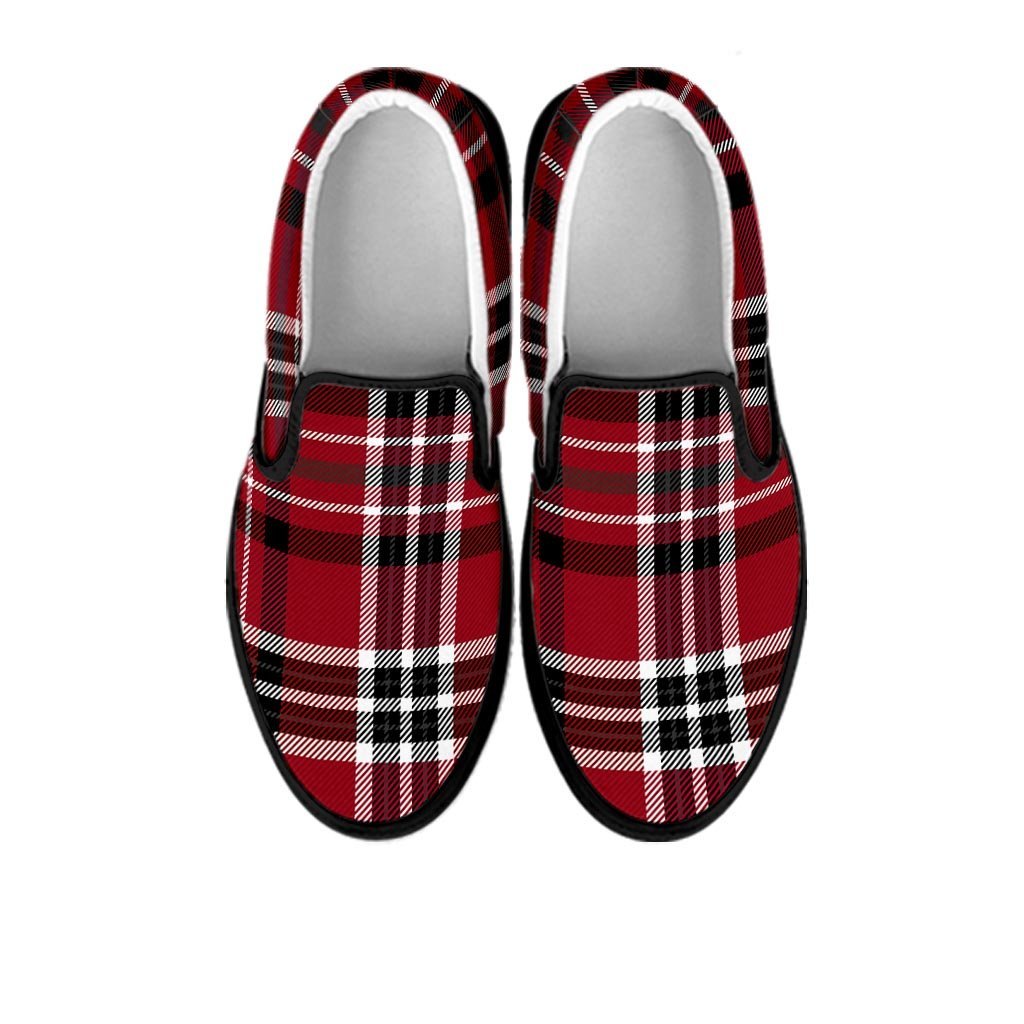 Tartan Plaid Print Women's Slip On Sneakers-grizzshop