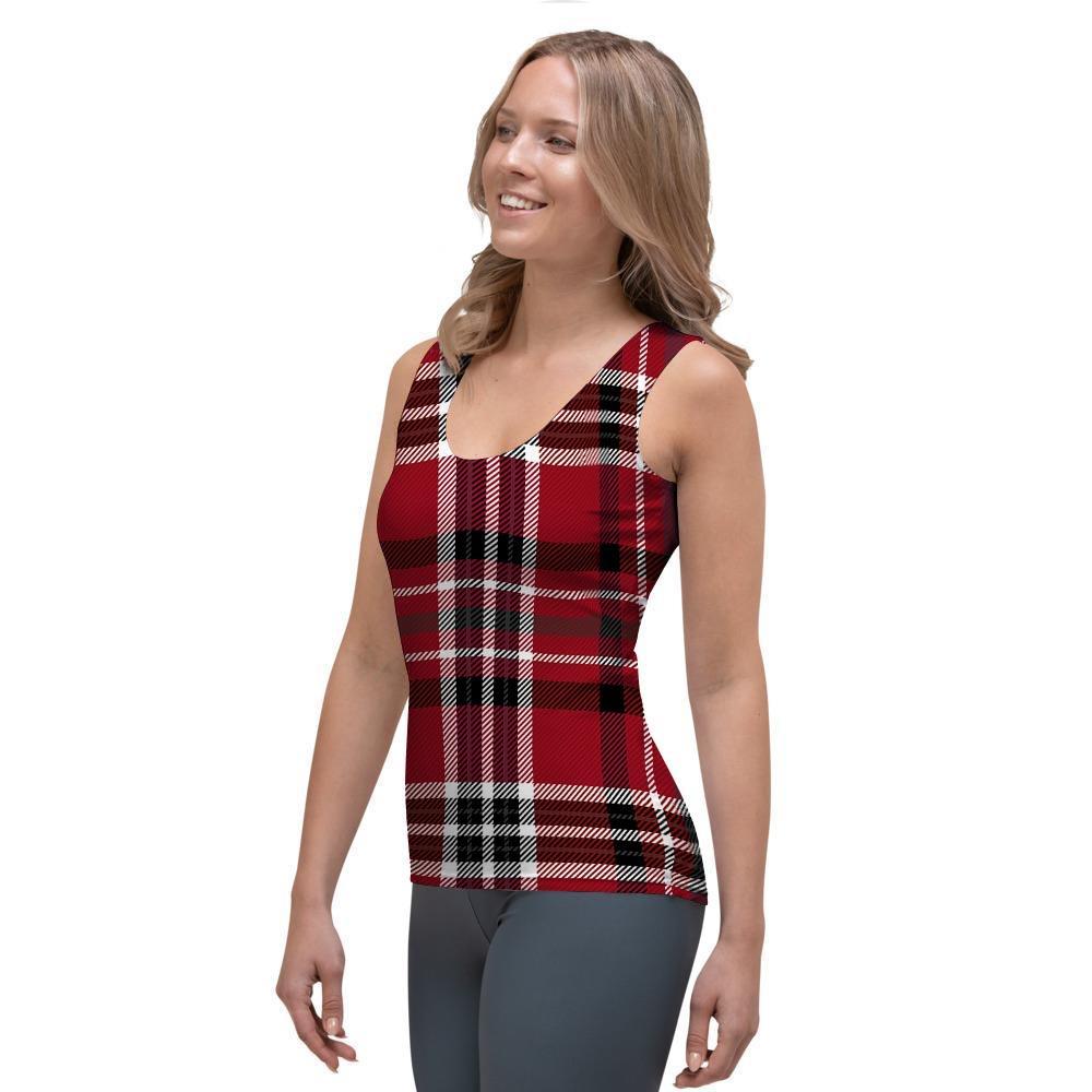 Tartan Plaid Print Women's Tank Top-grizzshop