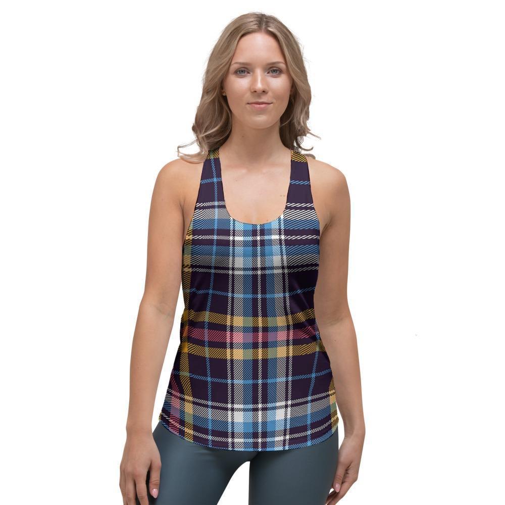 Tartan Plaid Women's Racerback Tank Top-grizzshop