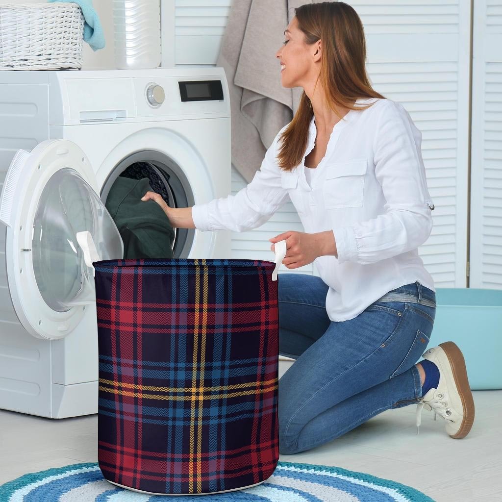Tartan Print Laundry Basket-grizzshop