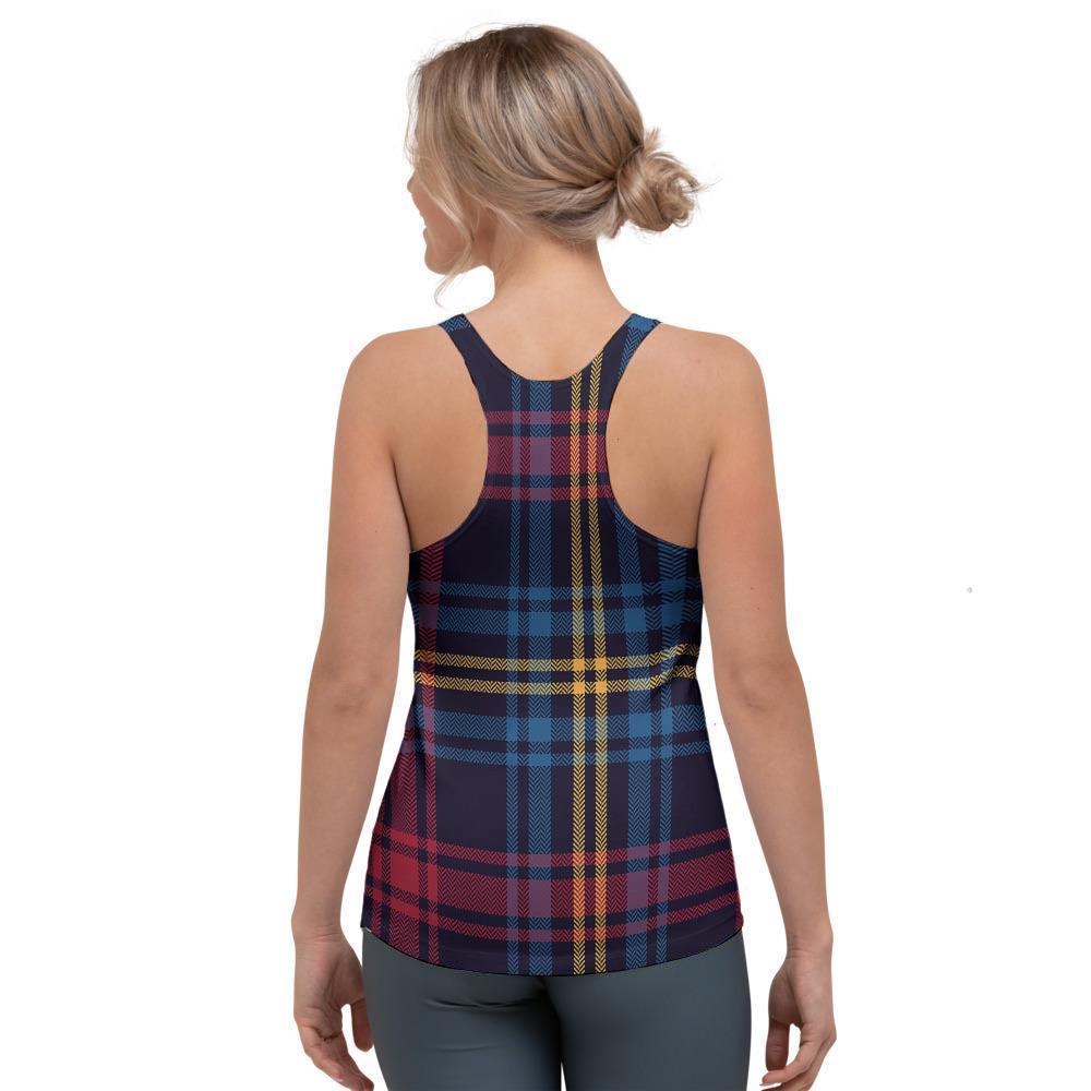 Tartan Print Women's Racerback Tank Top-grizzshop