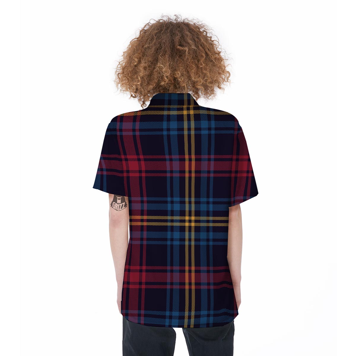 Tartan Print Women's Short Sleeve Shirts-grizzshop