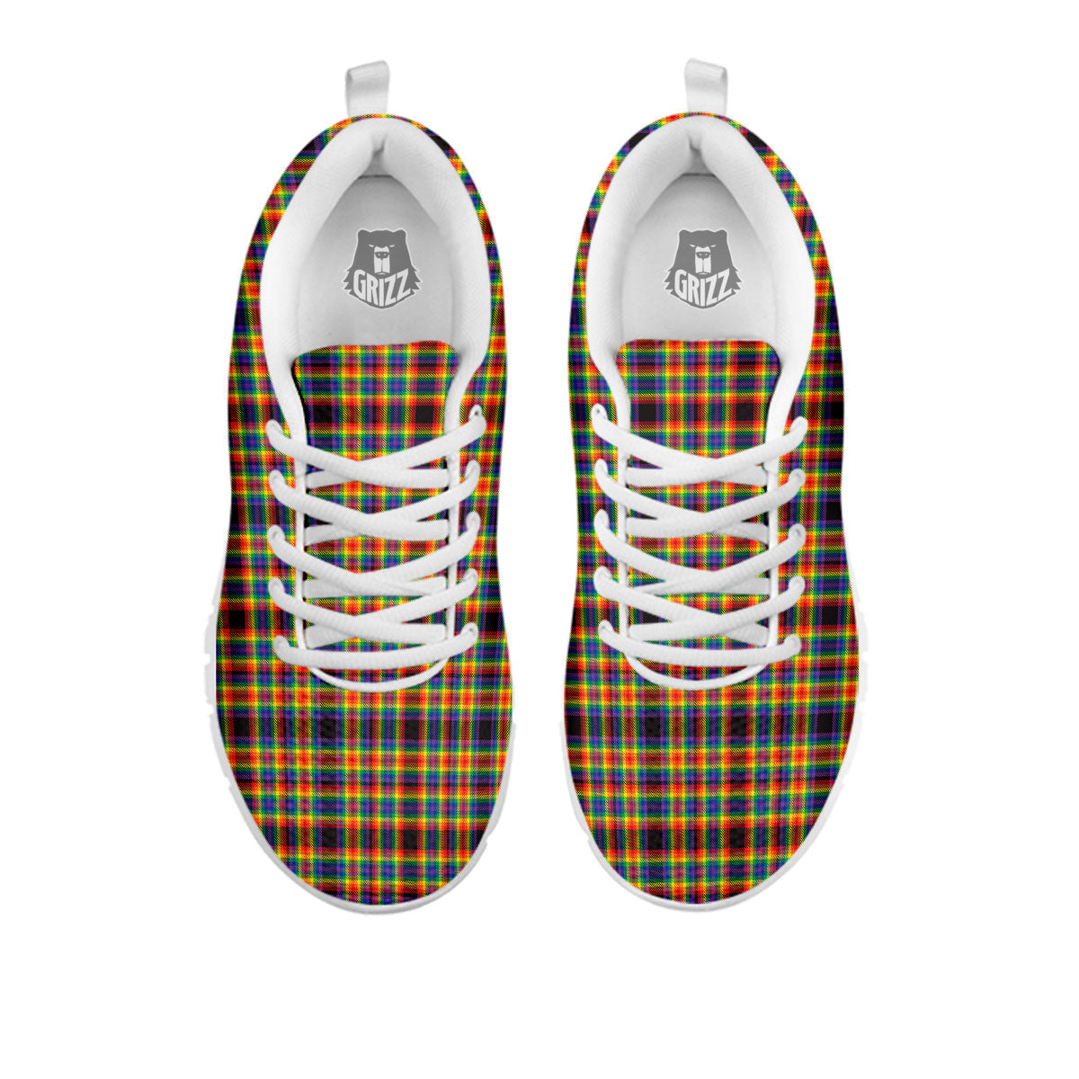 Tartan Rainbow Print Pattern White Sneaker-grizzshop