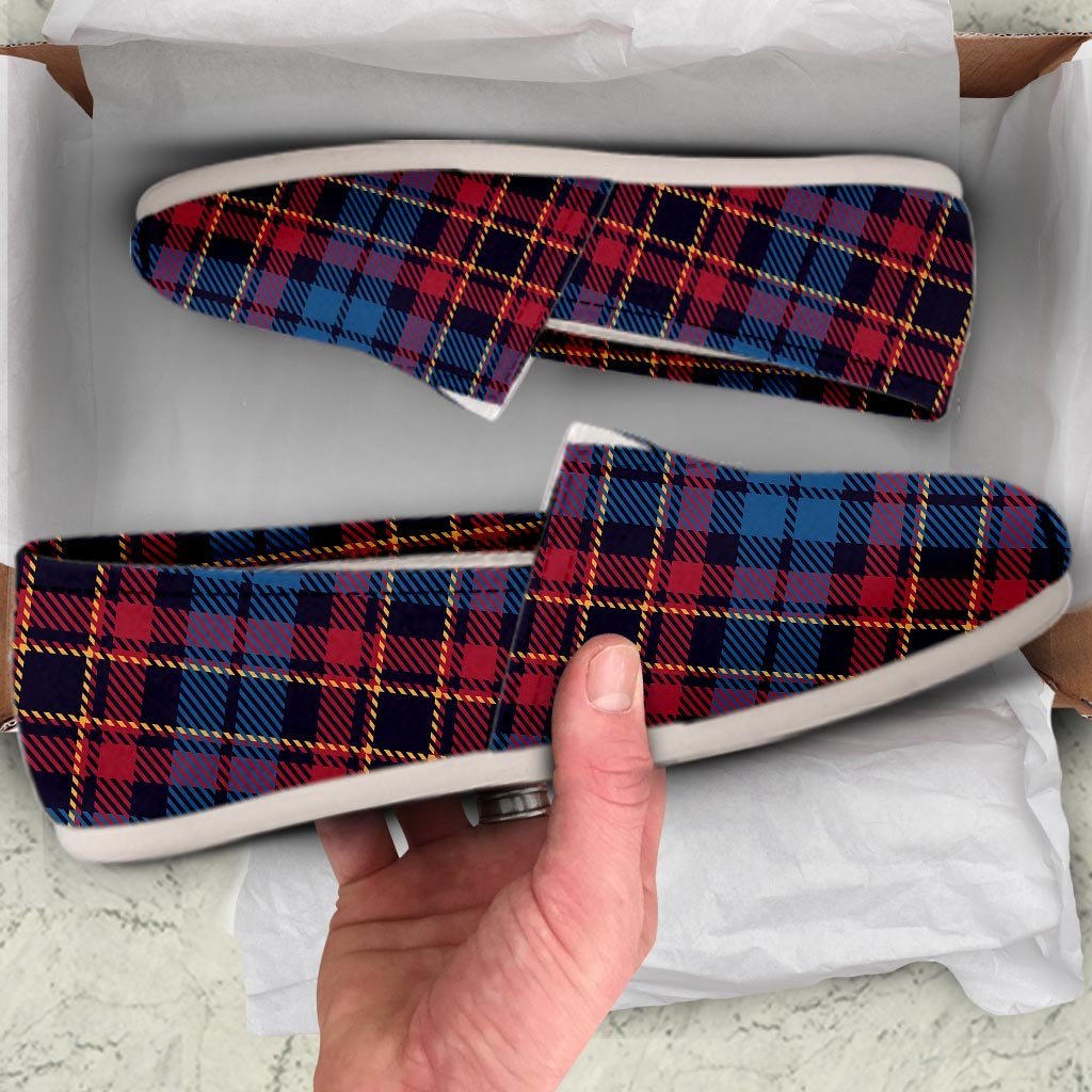 Tartan Red And Blue Plaid Canvas Shoes-grizzshop