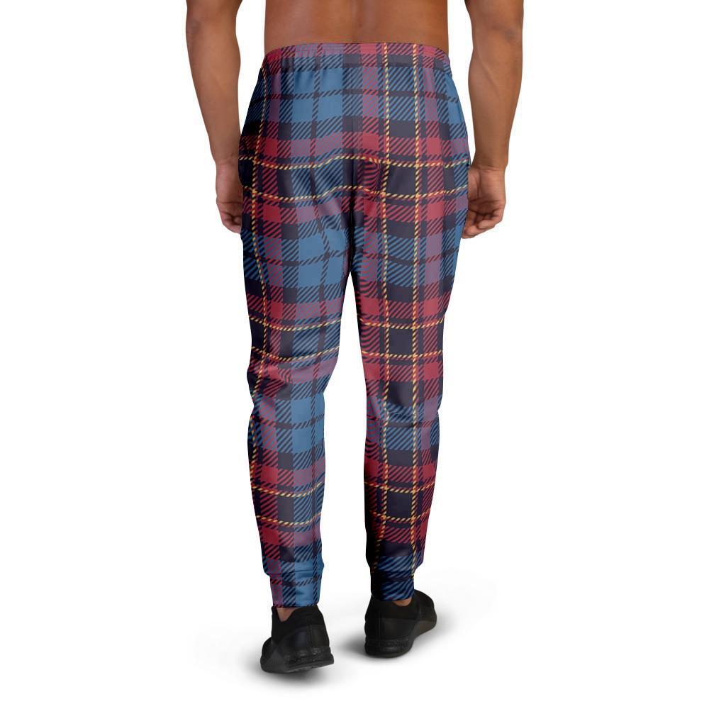 Tartan Red And Blue Plaid Men's Joggers-grizzshop