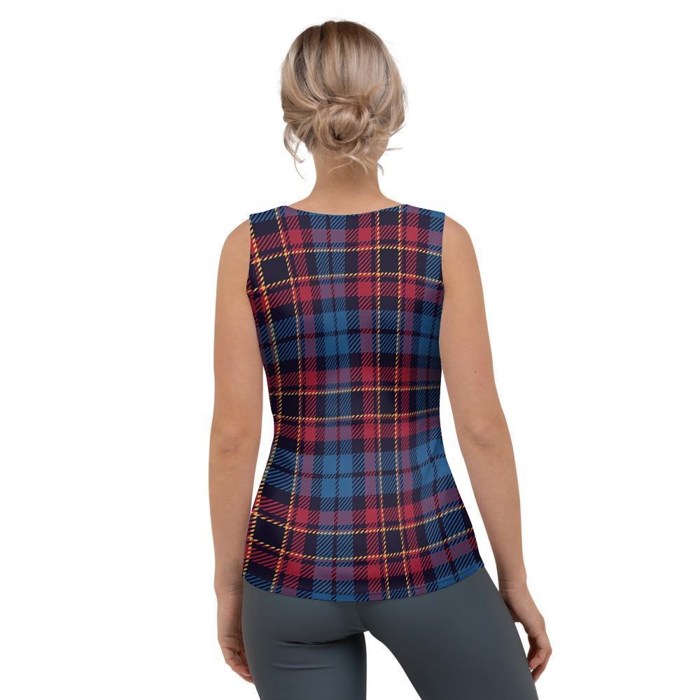 Tartan Red And Blue Plaid Women's Tank Top-grizzshop