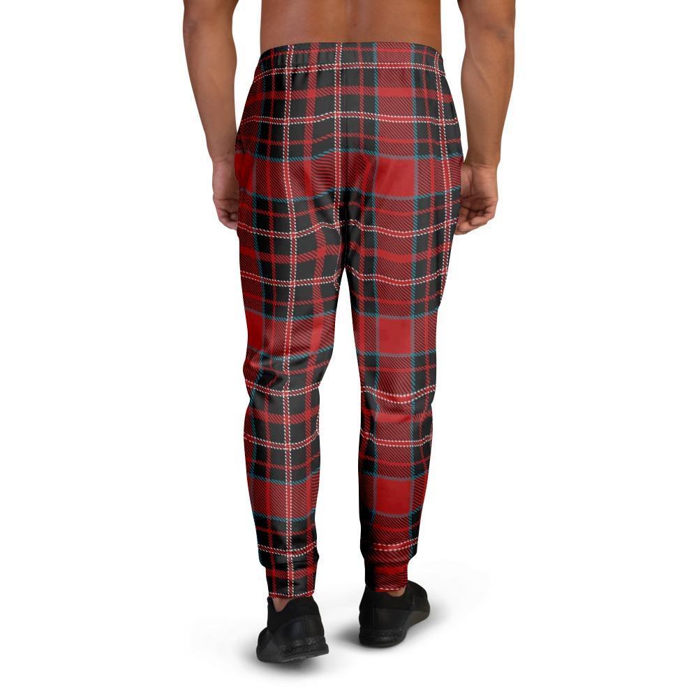 Tartan Red Plaid Men's Joggers-grizzshop