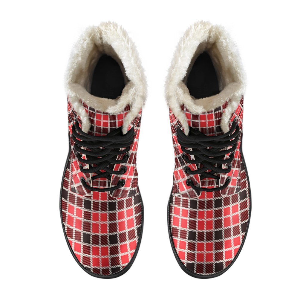 Tartan Red Plaid Scottish Royal Stewart Comfy Winter Boots-grizzshop