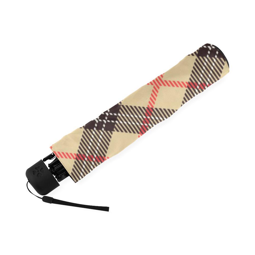 Tartan Scottish Beige Plaids Print Foldable Umbrella-grizzshop