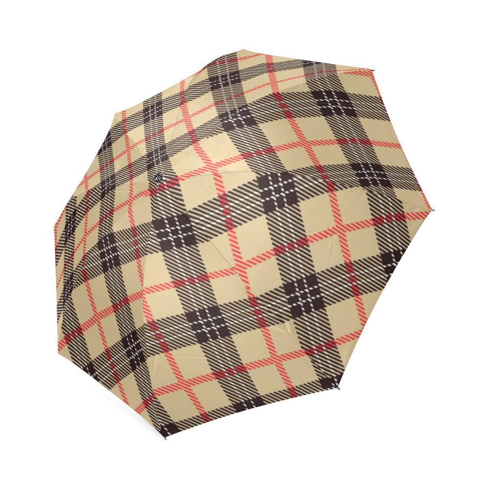 Tartan Scottish Beige Plaids Print Foldable Umbrella-grizzshop