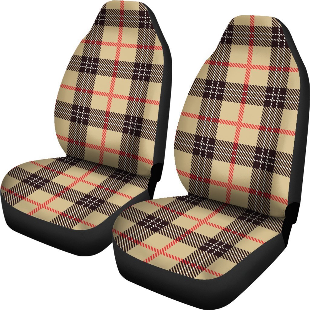 Tartan Scottish Beige Plaids Universal Fit Car Seat Cover-grizzshop