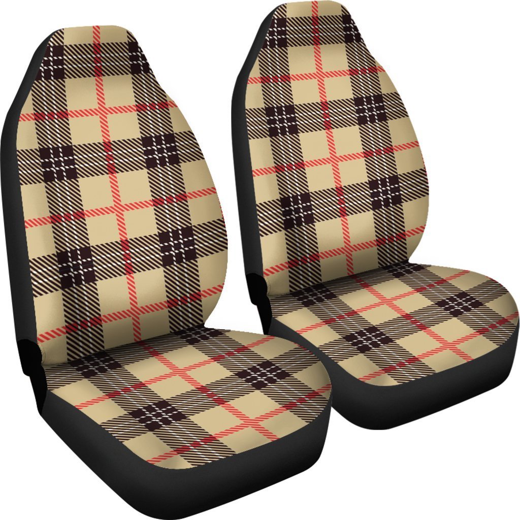 Tartan Scottish Beige Plaids Universal Fit Car Seat Cover-grizzshop