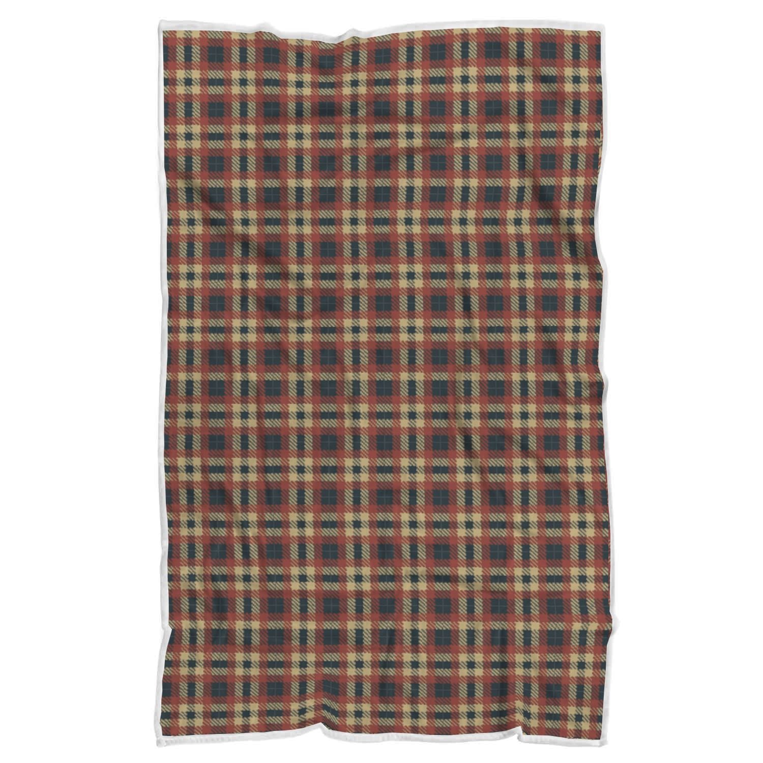 Tartan Scottish Blue Gold Red Plaid Throw Blanket-grizzshop