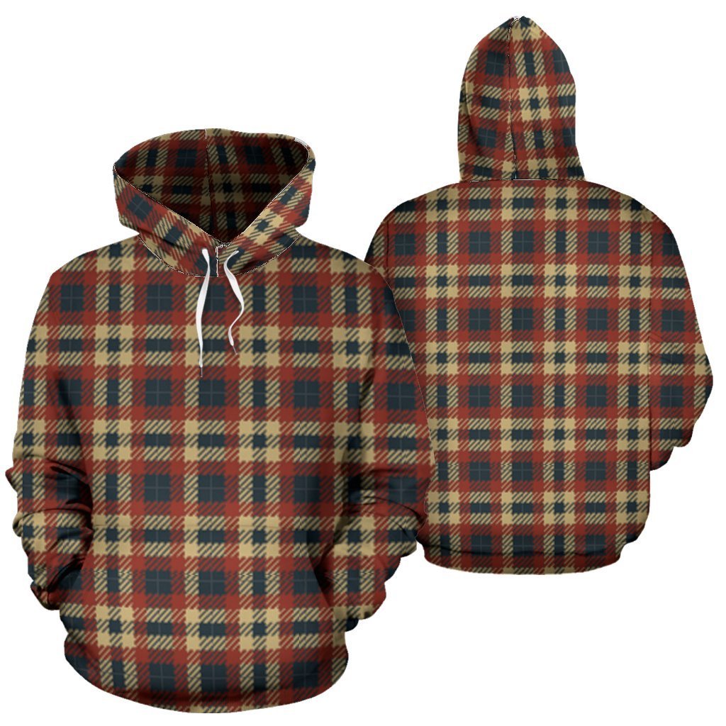 Tartan Scottish Blue Gold Red Plaid Women Men Pullover Hoodie-grizzshop