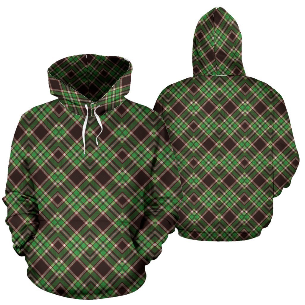 Tartan Scottish Brown Green Plaid Women Men Pullover Hoodie-grizzshop