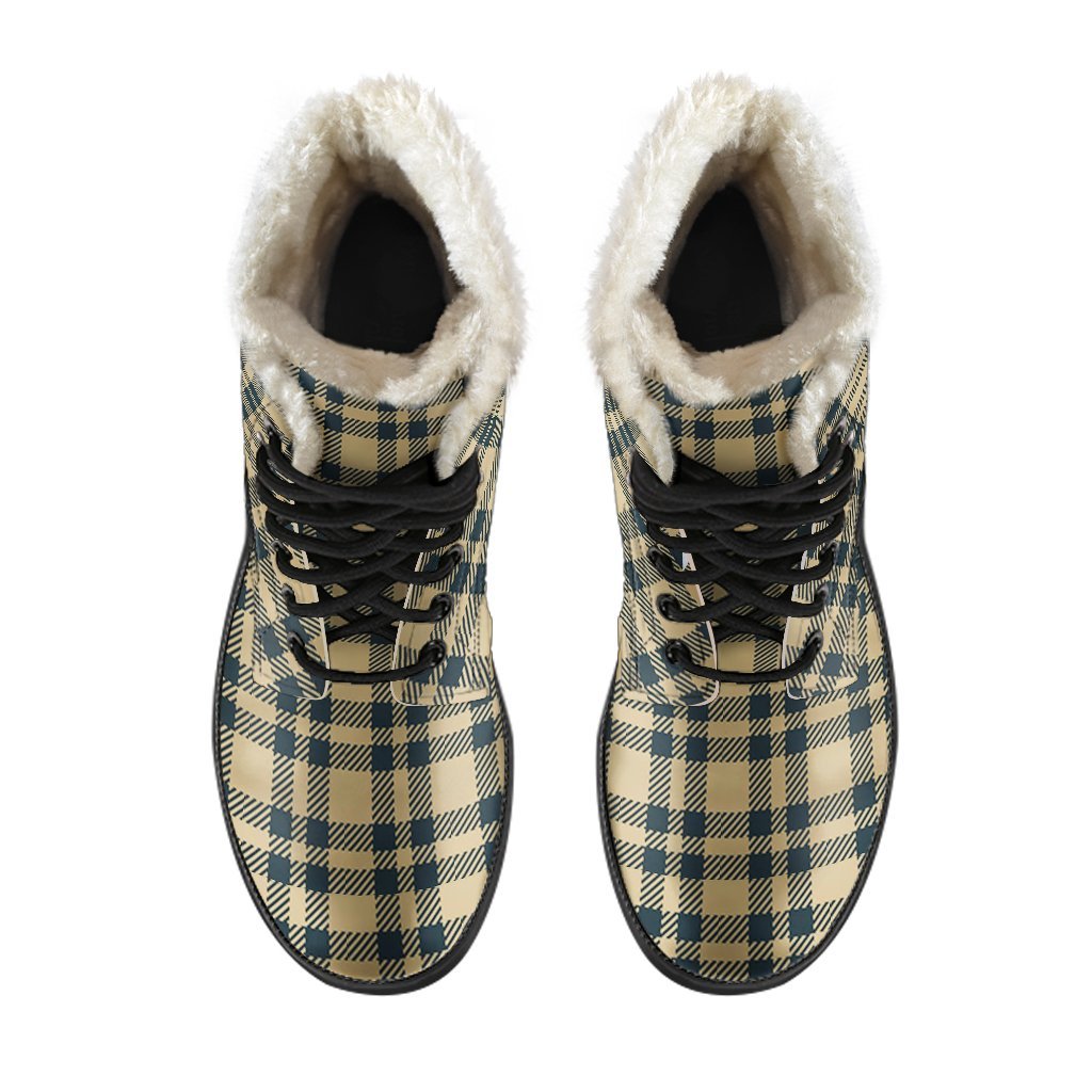 Tartan Scottish Gold Plaid Comfy Winter Boots-grizzshop