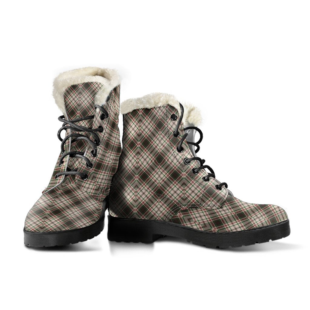 Tartan Scottish Green Beige Plaid Comfy Winter Boots-grizzshop