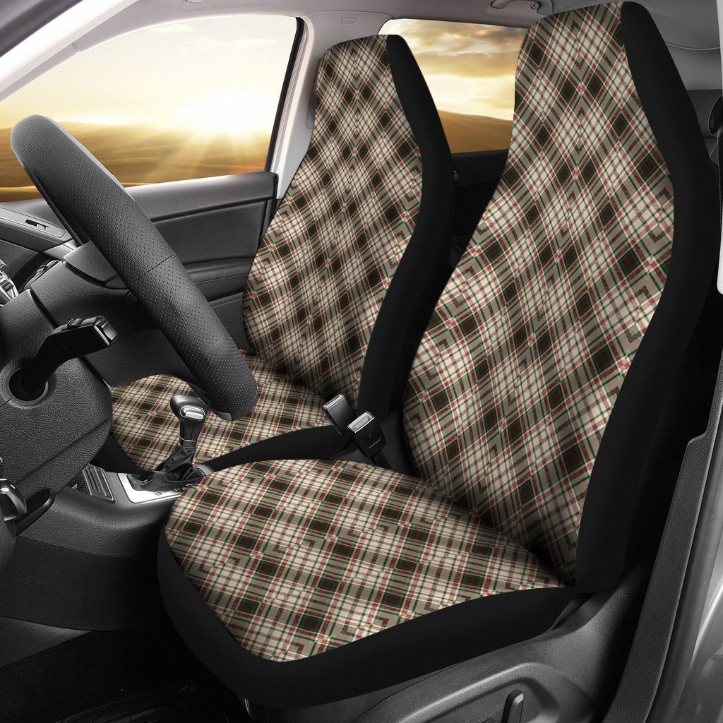 Tartan Scottish Green Beige Plaid Universal Fit Car Seat Cover-grizzshop