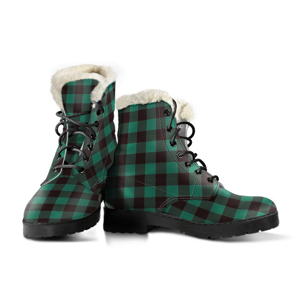 Tartan Scottish Green Plaids Comfy Winter Boots-grizzshop