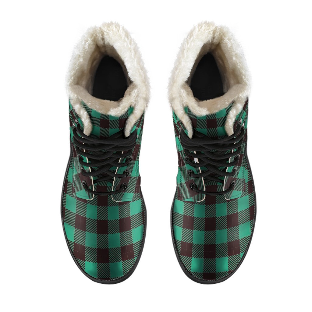 Tartan Scottish Green Plaids Comfy Winter Boots-grizzshop