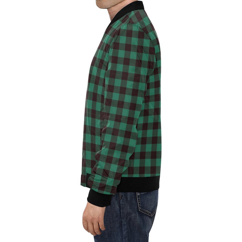 Tartan Scottish Green Plaids Men's Bomber Jacket-grizzshop