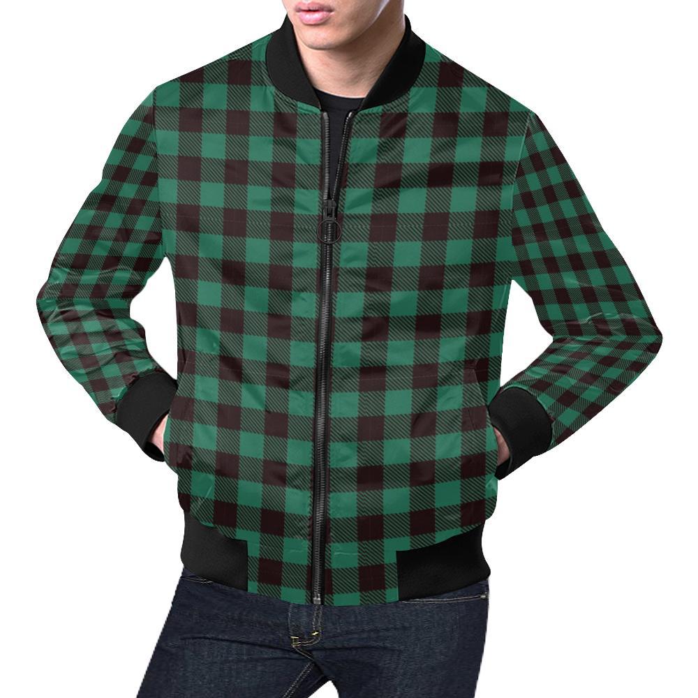 Tartan Scottish Green Plaids Men's Bomber Jacket-grizzshop