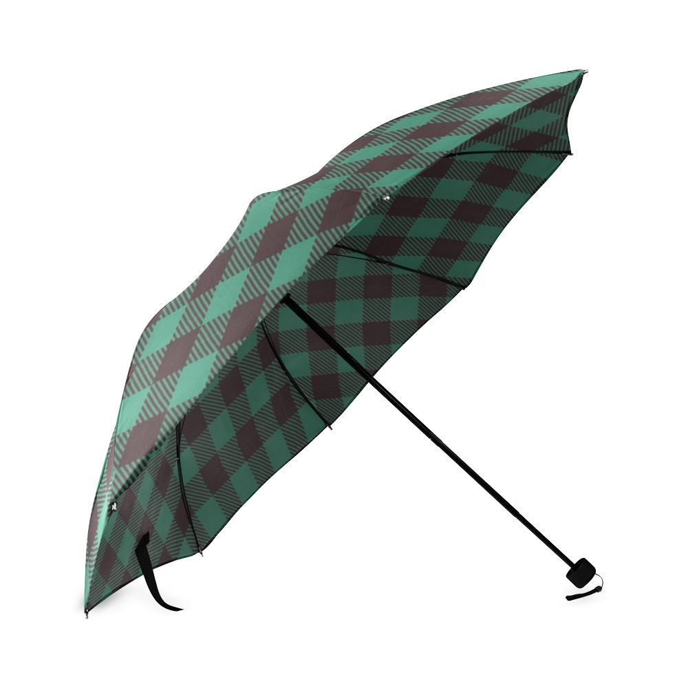 Tartan Scottish Green Plaids Print Foldable Umbrella-grizzshop