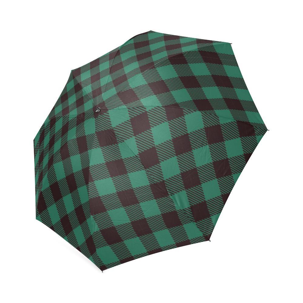 Tartan Scottish Green Plaids Print Foldable Umbrella-grizzshop