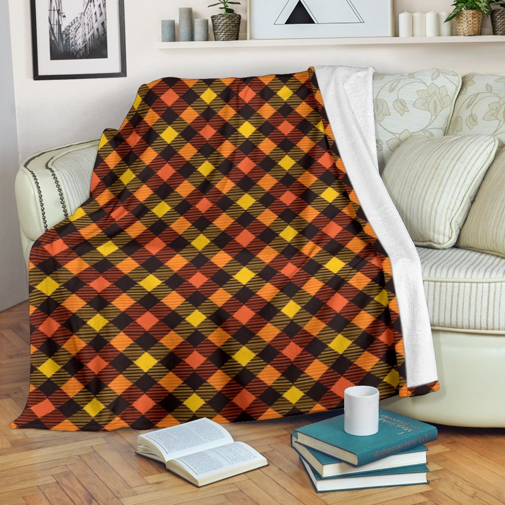 Tartan Scottish Orange Plaid Blanket-grizzshop