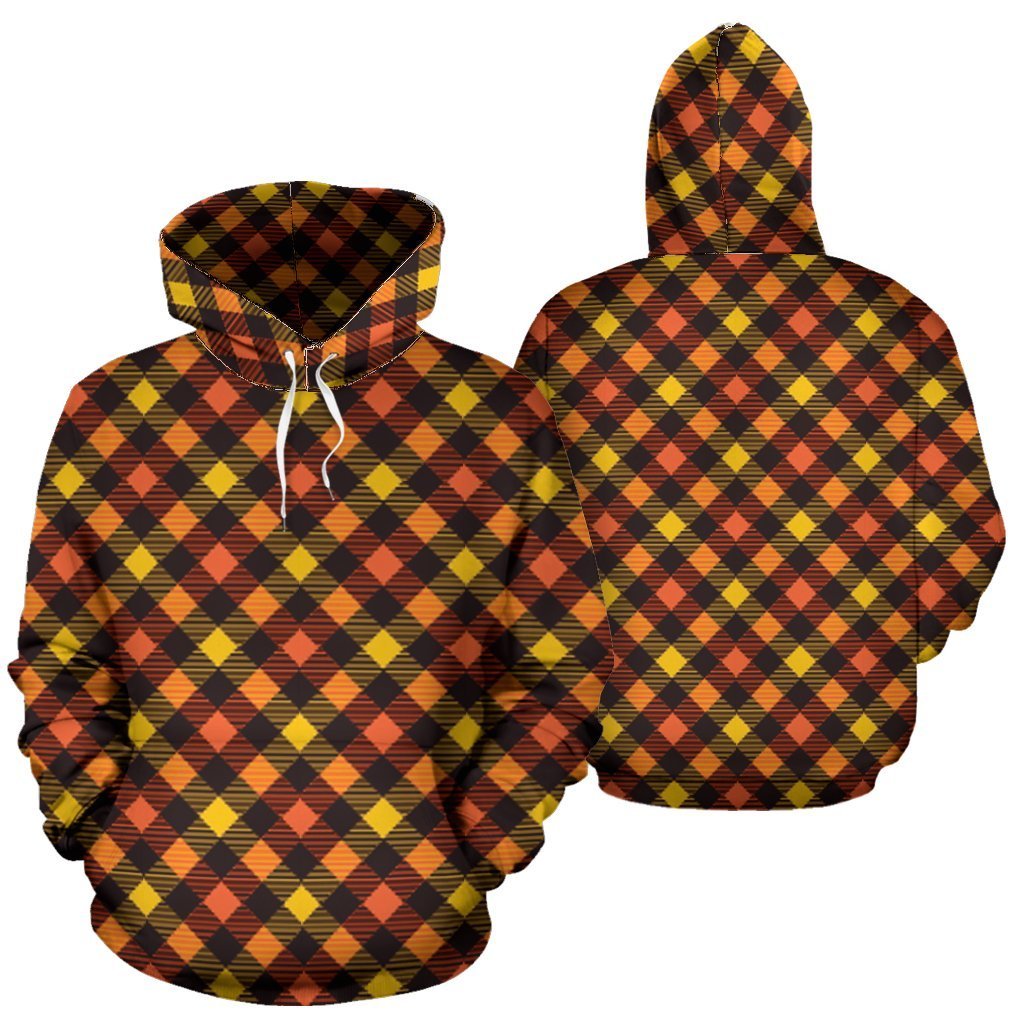 Tartan Scottish Orange Plaid Women Men Pullover Hoodie-grizzshop