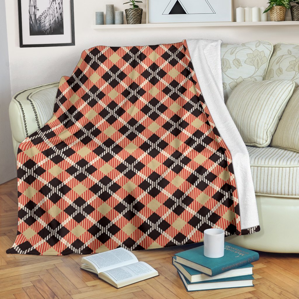 Tartan Scottish Red Beige Plaid Blanket-grizzshop