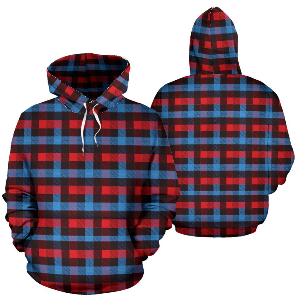 Tartan Scottish Red Blue Plaid Women Men Pullover Hoodie-grizzshop