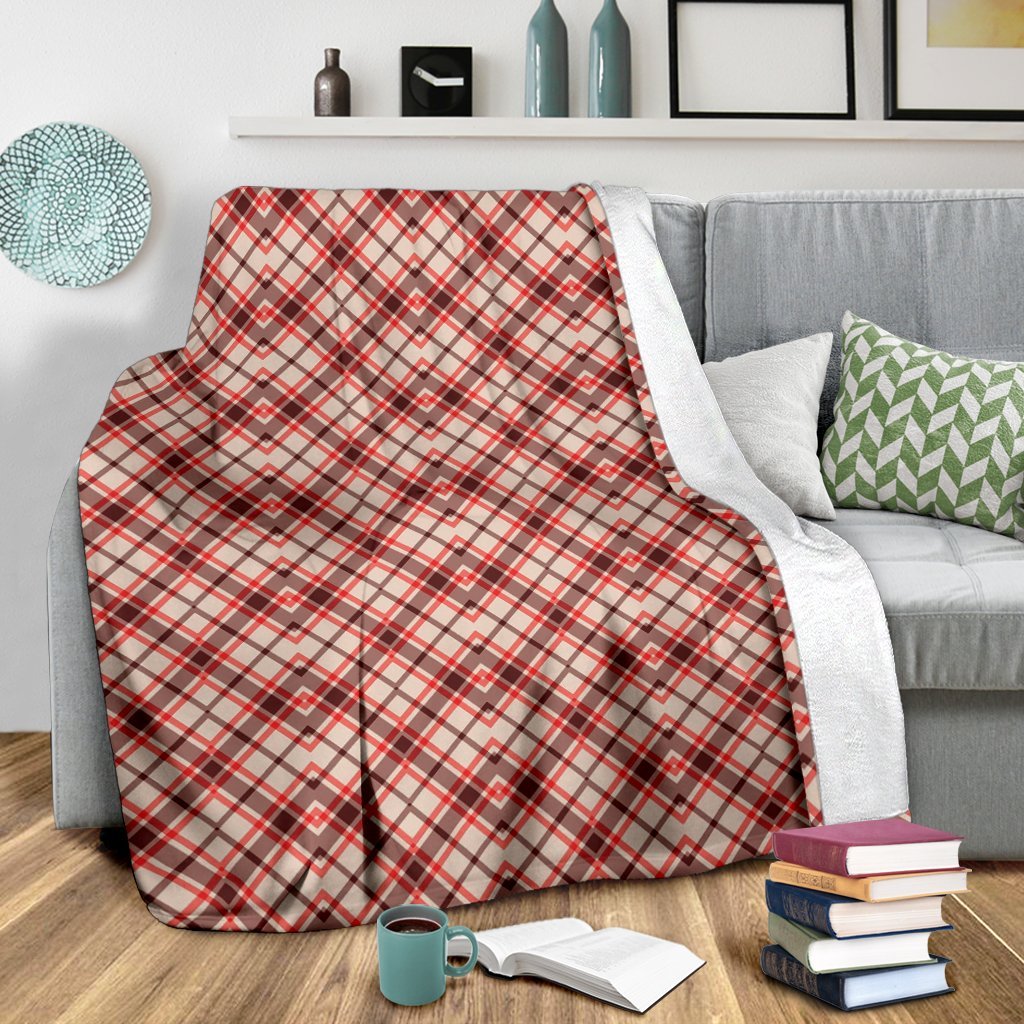 Tartan Scottish Red Brown Beige Plaid Blanket-grizzshop