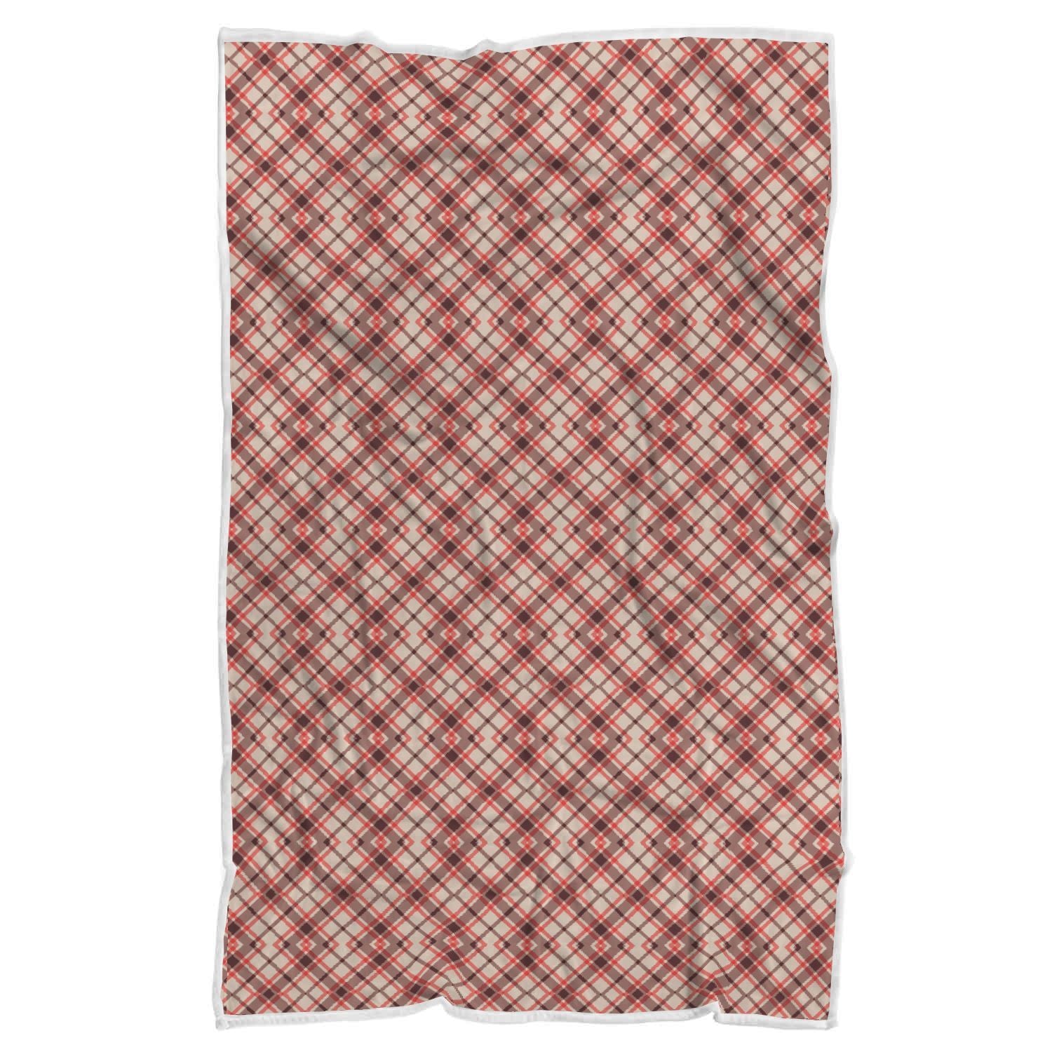 Tartan Scottish Red Brown Beige Plaid Throw Blanket-grizzshop