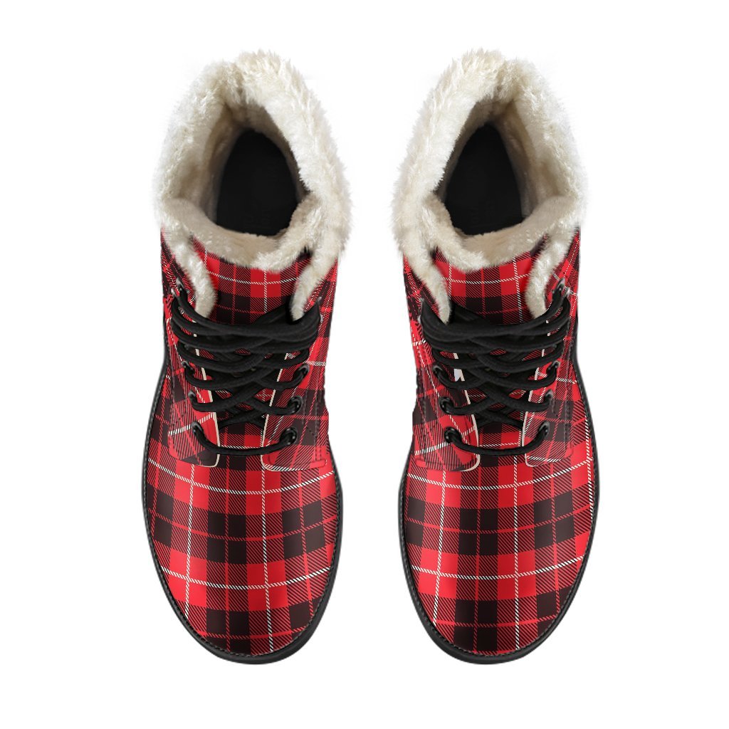 Tartan Scottish Royal Stewart Red Plaids Comfy Winter Boots-grizzshop