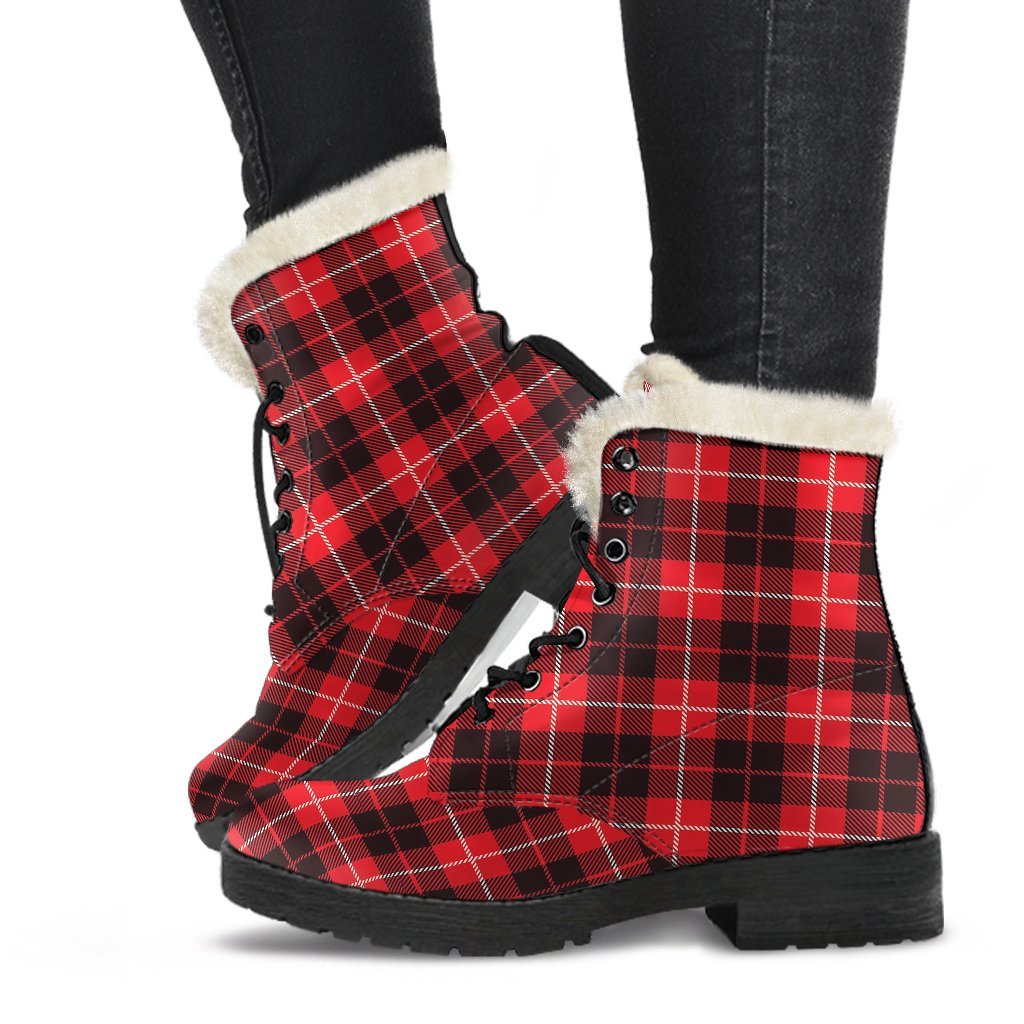 Tartan Scottish Royal Stewart Red Plaids Comfy Winter Boots-grizzshop