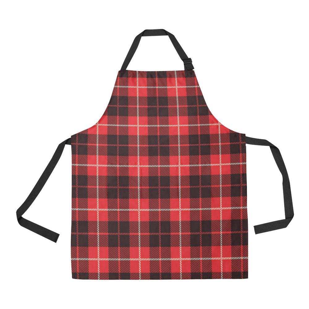 Tartan Scottish Royal Stewart Red Plaids Print Bib Apron With Pockets-grizzshop