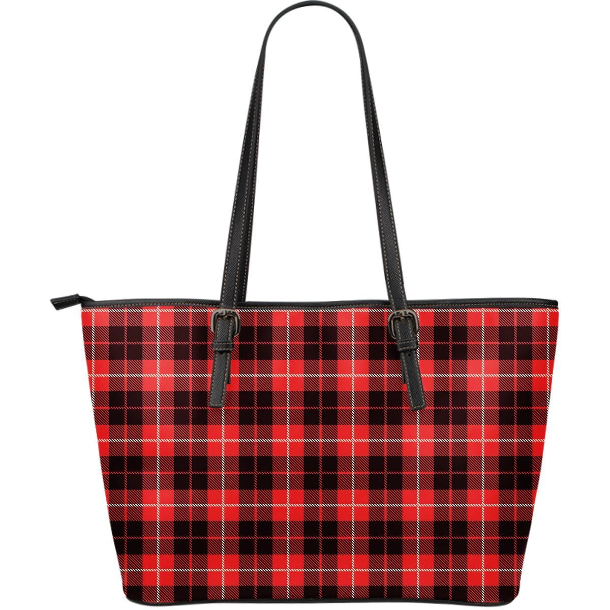 Tartan Scottish Royal Stewart Red Plaids Purse Leather Tote Bag-grizzshop