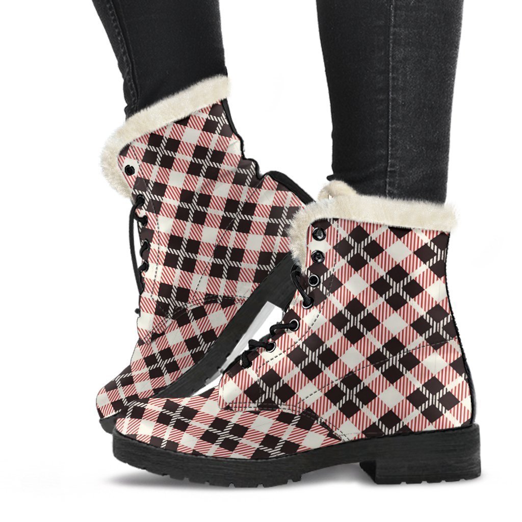 Tartan Scottish White Plaid MacLachlan Comfy Winter Boots-grizzshop