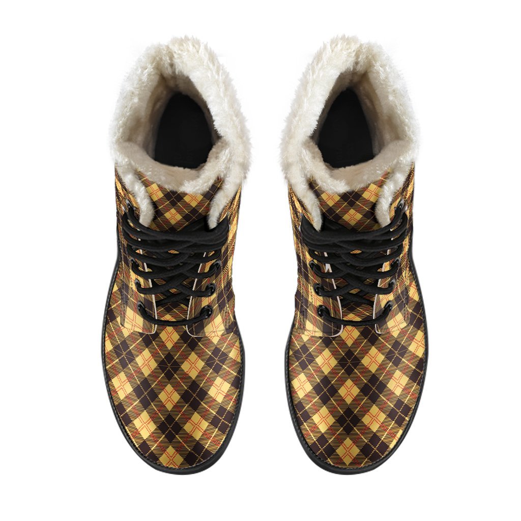 Tartan Scottish Yellow Plaid Comfy Winter Boots-grizzshop