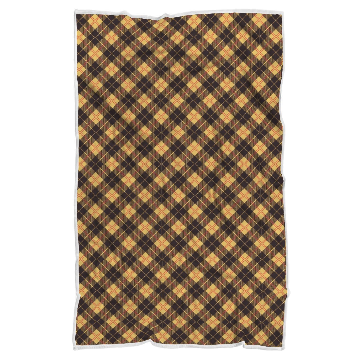Tartan Scottish Yellow Plaid Throw Blanket-grizzshop
