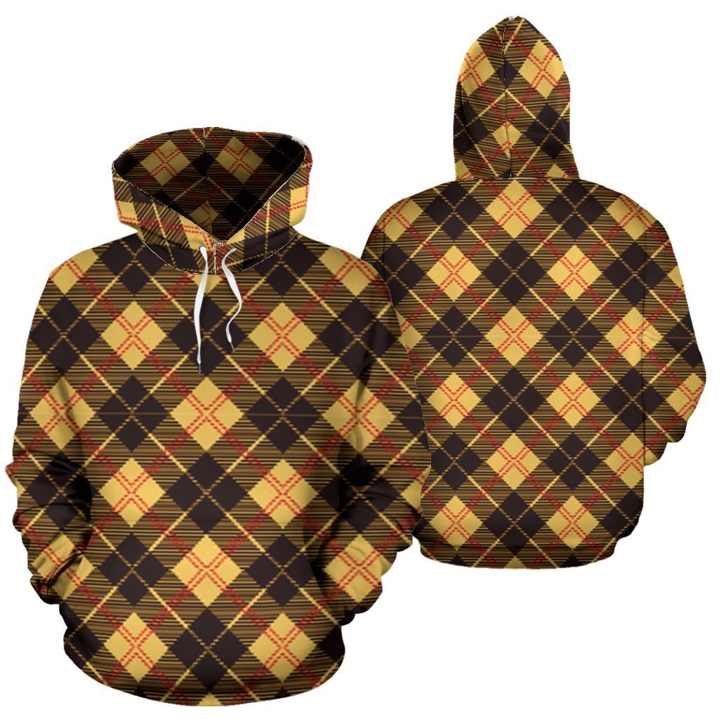 Tartan Scottish Yellow Plaid Women Men Pullover Hoodie-grizzshop