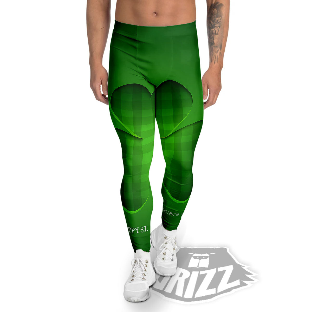 Tartan Shamrock Green Print Men's Leggings-grizzshop