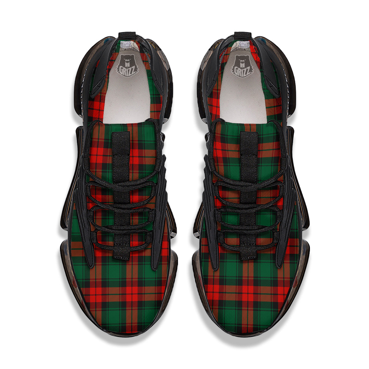 Tartan Xmas Scottish Print Pattern Black Gym Shoes-grizzshop
