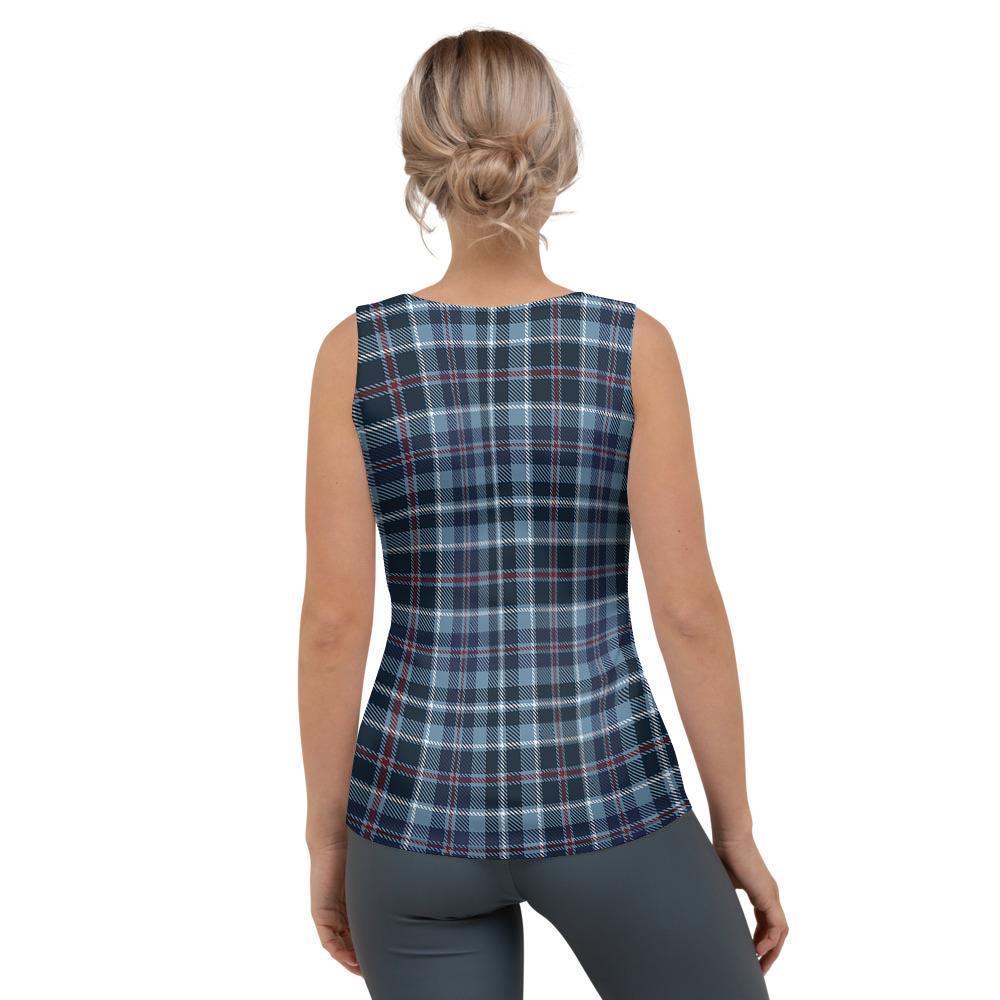 Tartan Blue Plaid Women's Tank Top-grizzshop