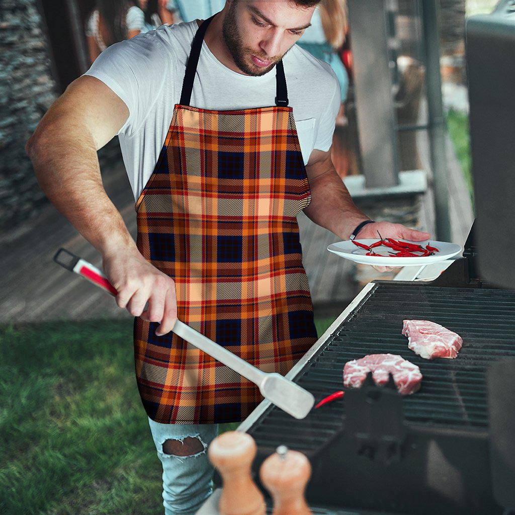 Tartan Brown Plaid Men's Apron-grizzshop